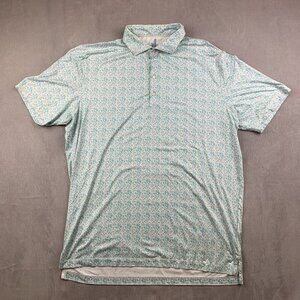Johnnie-O Mens Shirt Large Malibu Blue Kilmer Polo Featherweight UPF50 Drinks